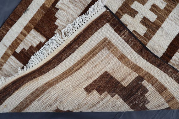 3x2,5m Gestreifter Design Läufer - Reiner Afghanischer Wollteppich - Schmaler Teppich - Küchenteppich - Handgeknüpfte pflanzengefärbte Wolle