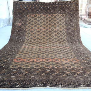 7x10 Ft Afghan Traditional Rug- Turkoman Tribal Terracotta Rug- Fine Quality Soft Wool Bokhara Rug- Antique Faded Rug- Aesthetic Rug 200x300