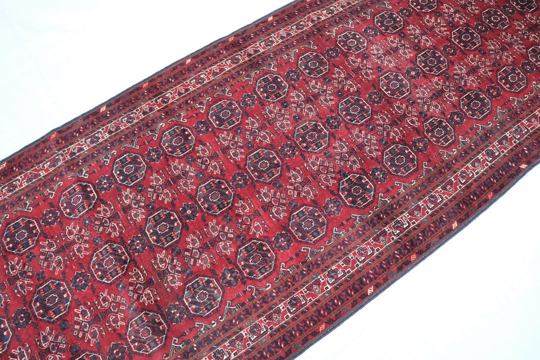 10 Ft Vintage Afghan Runner Rug- Afghan Handmade Hallway Rugs- 3.2x9.4 ...