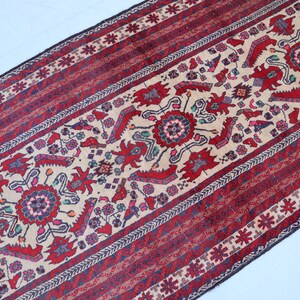 Alfombra de pasillo antigua de 3,2 x 9,9 pies, alfombra turcomana oriental, alfombra afgana hecha a mano, alfombras tribales, alfombras antiguas, alfombras vintage, alfombras de cocina. imagen 6