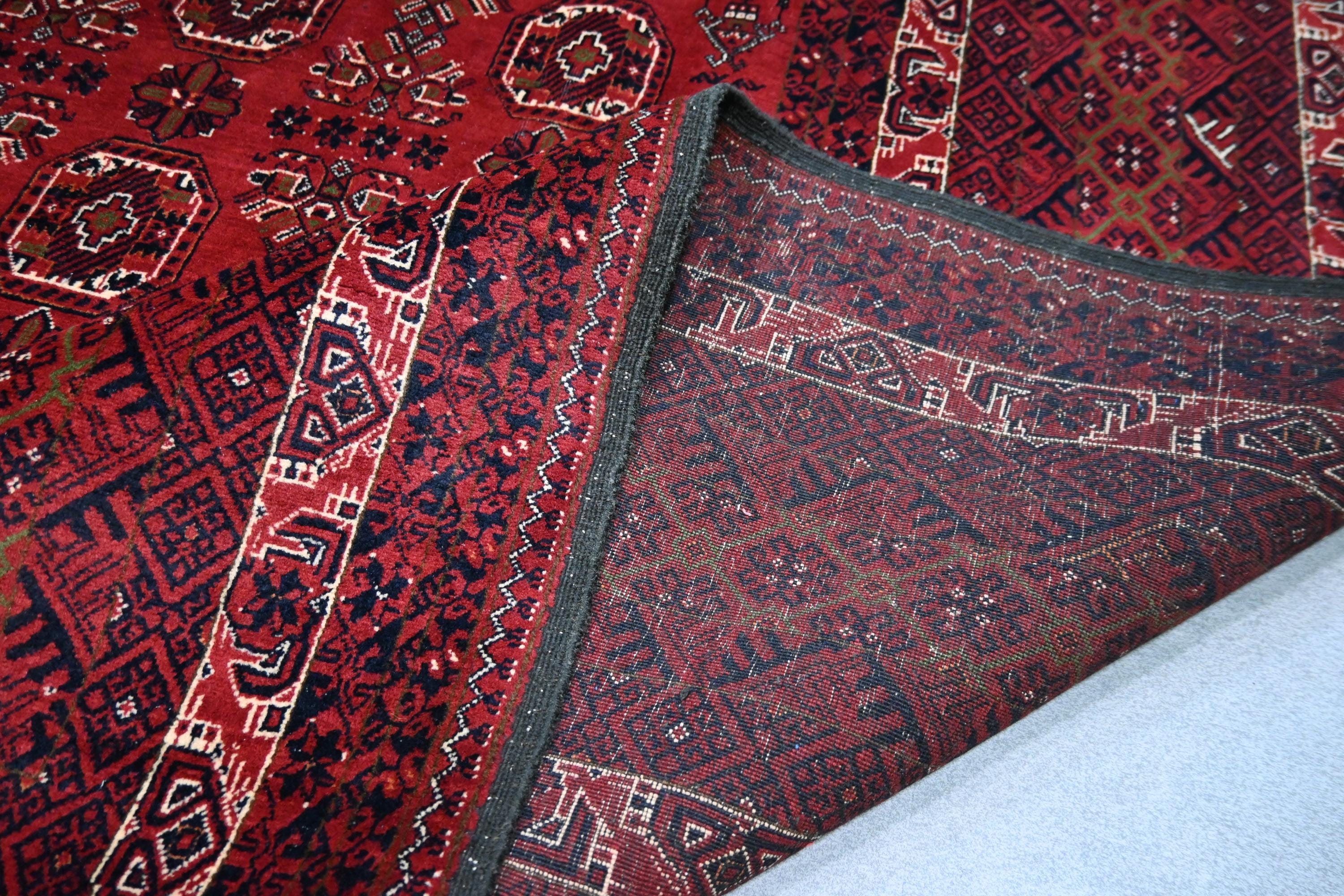 Waziri Rug 10x16 Extra Large Vintage Turkman Tribal Red Carpet- Afghan Waziri Rug ...