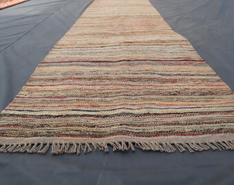 ストライプキリムランナー 2.8 x 10フィート アフガニスタン手織りラグ