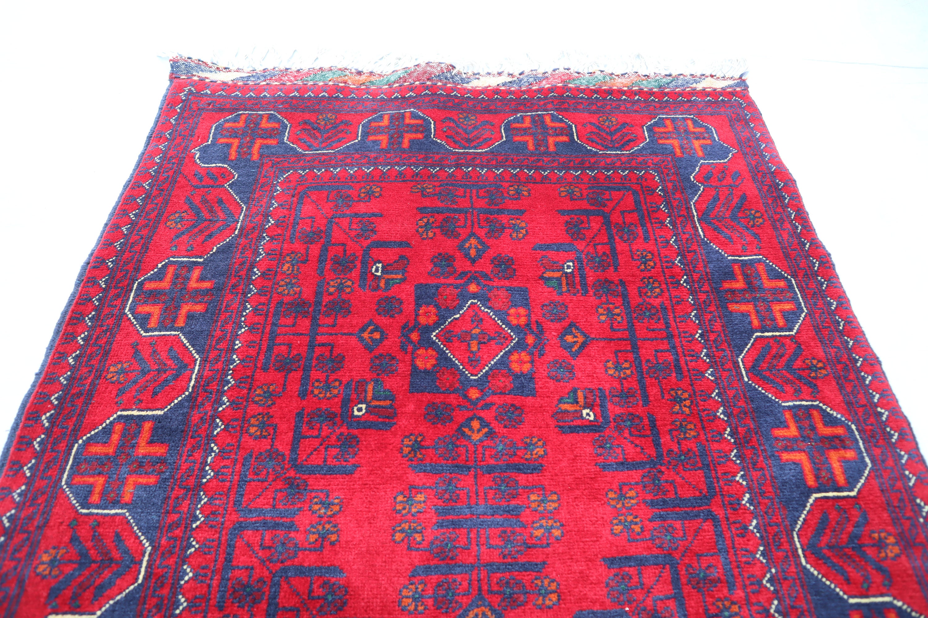 2.10x13.0 Ft Long Afghan Runner- Turkoman Hand Knotted Hallway Rug