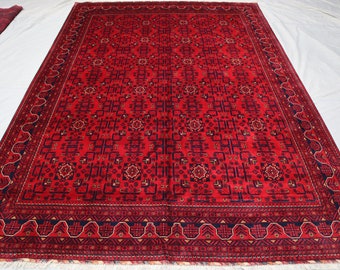 Custom Size Afghan Red Carpet I Oriental Turkoman Bokhara Rug I Afghan Handmade Wool Rug I Oriental Living Room Rug I Bokhara Hallway Rugs