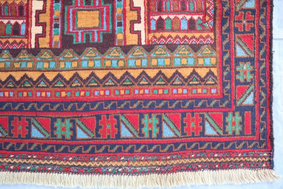 ヴィンテージラグ ビンテージラグ ラグ アフガニスタン産　ベージュ アフガニスタン産 1980年代 ヴィンテージラグ】トライバルラグ