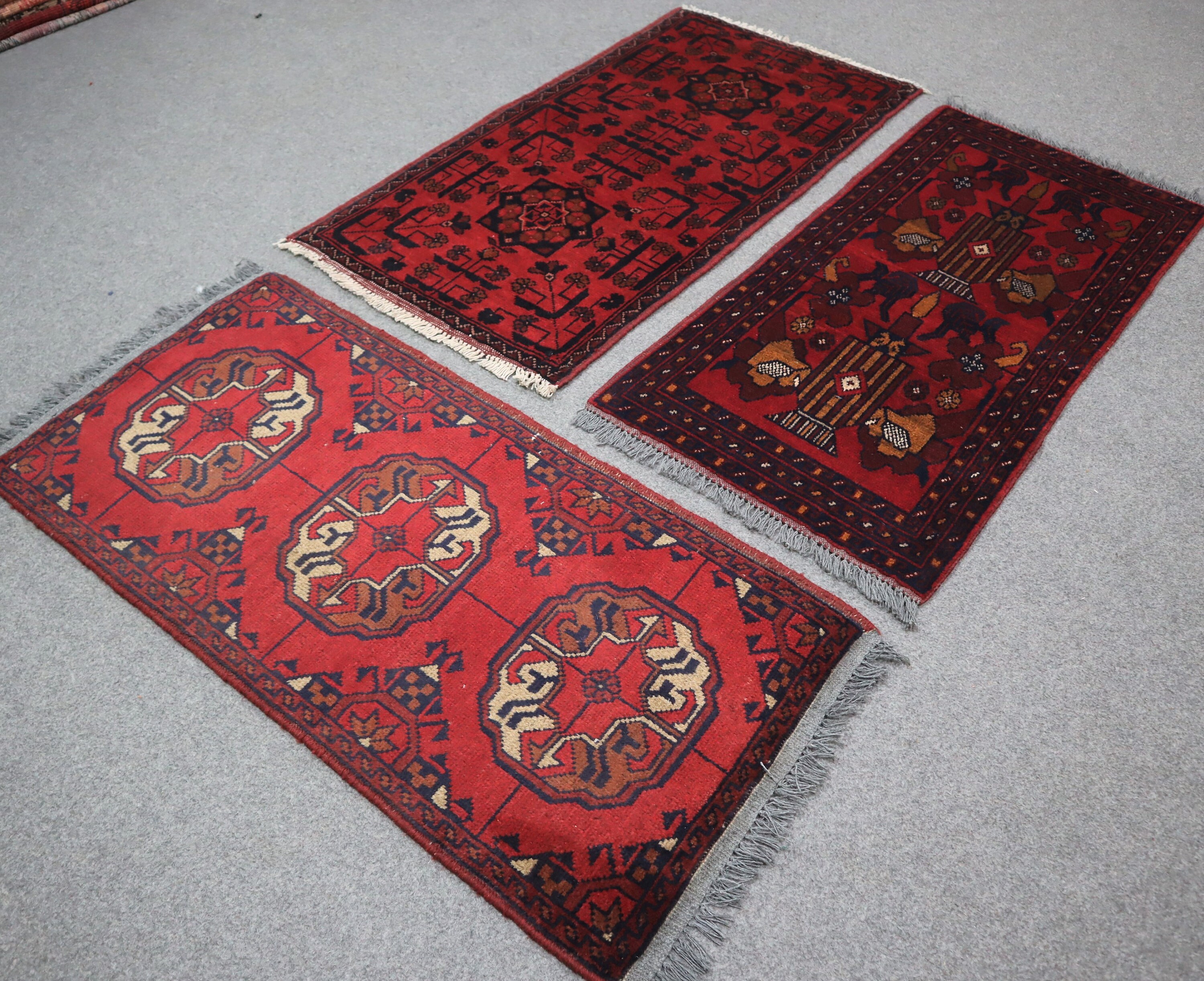 3'3x2'0フィート、3枚セット ヴィンテージ スモール エントランスラグ