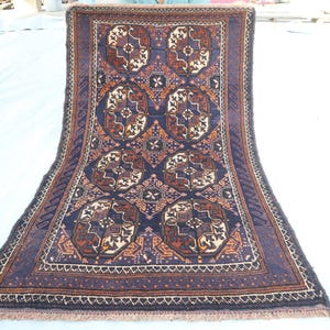3x5 ft Baluchi Vintage Rug, Small Afghan Handmade Area Rug, Turkmen Oriental rug, Home Décor Rug, Living Room Rug, 3x5 Nomadic Vintage Rug