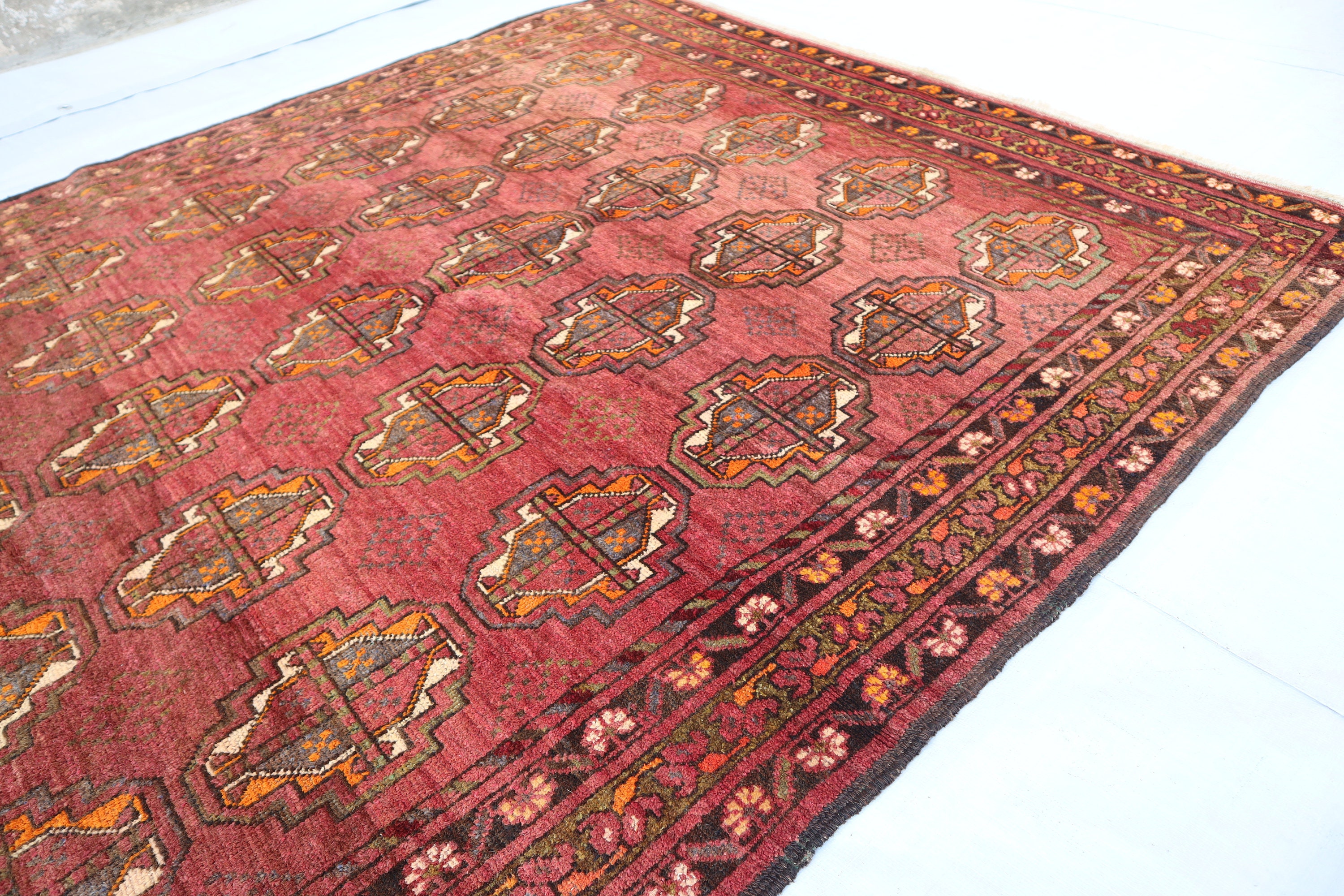 1950's Antique Turkman Ersari Rug 4'6x5'8 Ft- Tekke Oriental Rug ...