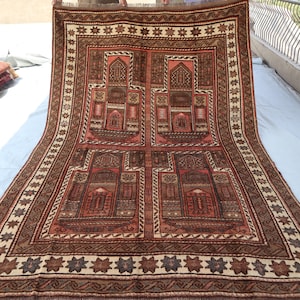 5&#39;10x9&#39;2 ft One Of a Kind Area Rug, Afghan Hand Knotted Veg Dyes Wool Rug, Caucasian Rug, Vintage Terracotta Rug, Aesthetic Living Room Rug
