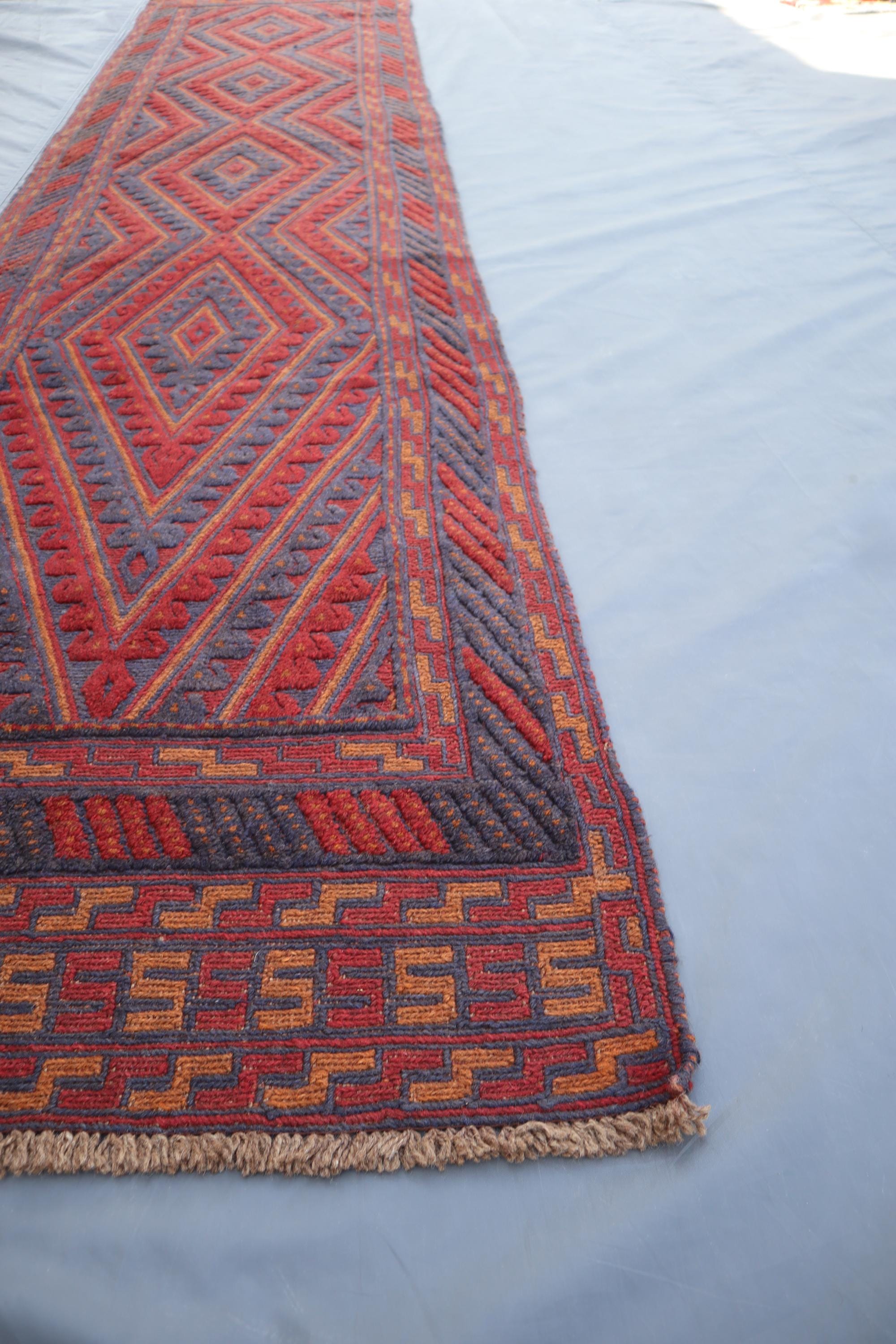 2'3x12'0 ft ヴィンテージ ランナーラグ、アフガニスタン