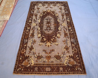 Overdyed Rug- Gray Turkish Oushak Area Rug 3'8x6'10 ft- Afghan High End Quality Hand knotted wool Rug- Bedroom Office rug- Living Room Rug