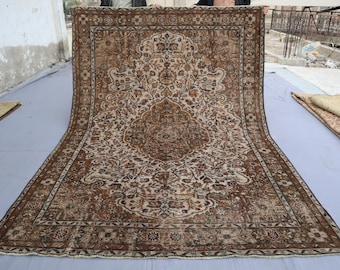 Wunderschöner 200x250 Afghan Wollteppich - Beige Braun Afghan Oriental Handgefertigter Teppich - Tribal Wollteppich Für Wohnzimmer, Schlafzimmer Teppich, 6x9 Küchenteppich