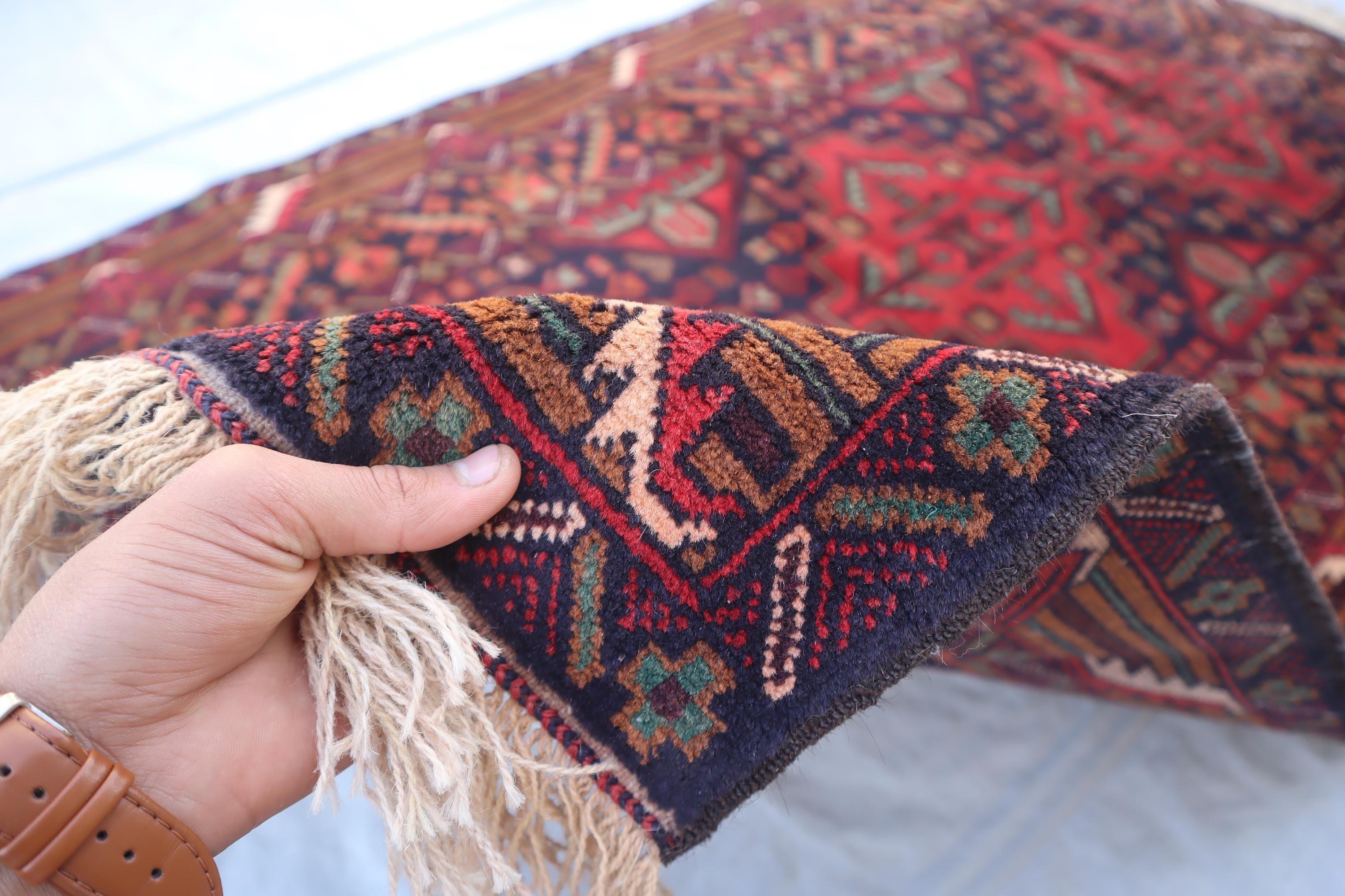 未使用　182*138cm イラン製　手織り 多色幾何学模様のウールラグ 未使用 182*138cm イラン製 手織り 多色幾何学模様のウールラグ