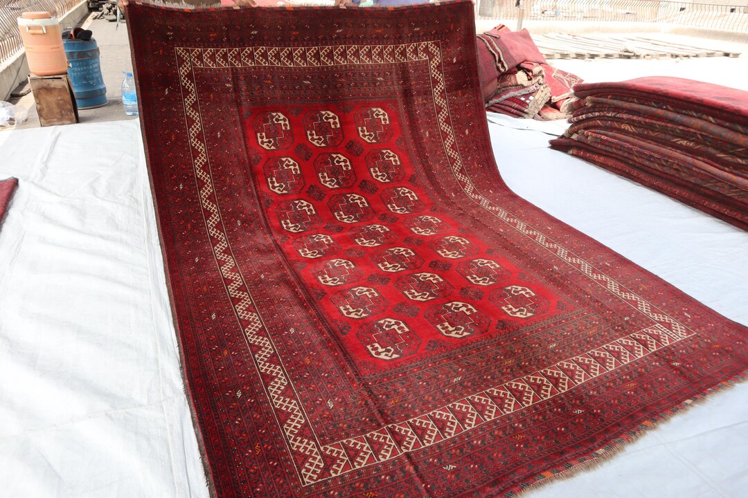 アフガンラグ 7 x 10フィート ヴィンテージ エルサリラグ、トルクメン