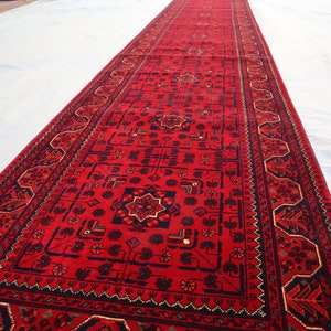 22 Ft Long Afghan Bokhara Hallway Runner Rug- Tukoman Tribal Runner Rug- Long Hall Way Runner- Afghan Red Runner Carpet- Corridor Runner Rug