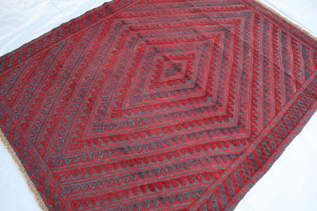 Vintage 1980's Rug 4.10x6.3 Ft, Geometric Design Area Rug, Afghan ...
