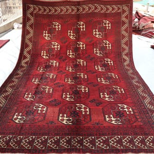 7&#39;0x10&#39;4 ft Vintage Turkmen Bokhara Rug/ Afghan Ersari design Rug/ Turkmen Handmade Wool Rug/ Oriental Rug/ Living Room Rug Dining Table Rug
