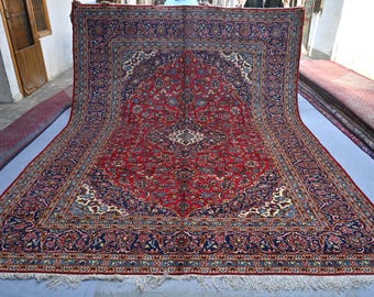 10x13 Large Vintage Medallion Rug- Antique Turkmen Handmade Rug Bokhara Rug- High Quality Rich Burgundy Rug- Rug For Living Room Dining Room