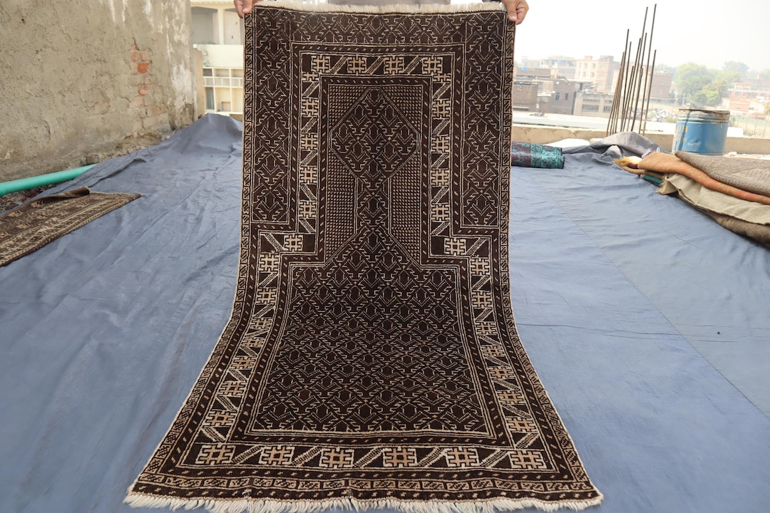 Afghan Antique Prayer Rug 2'5x4'6 Ft, Vintage Terracotta Afghan Organic ...