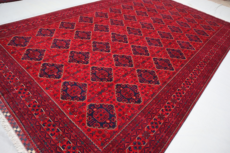 Extra Large 10x17 Area Rug' Oversize Afghan Handmade Wool Rug' Bokhara