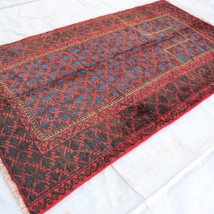 2.8x4.8 ft Vintage Prayer Rug- Afghan Handmade Prayer Rug- Antique Baluchi Rug- Oriental Turkmen Rug- Handmade Wool Rug- 1990&#39;s Antique Rugs