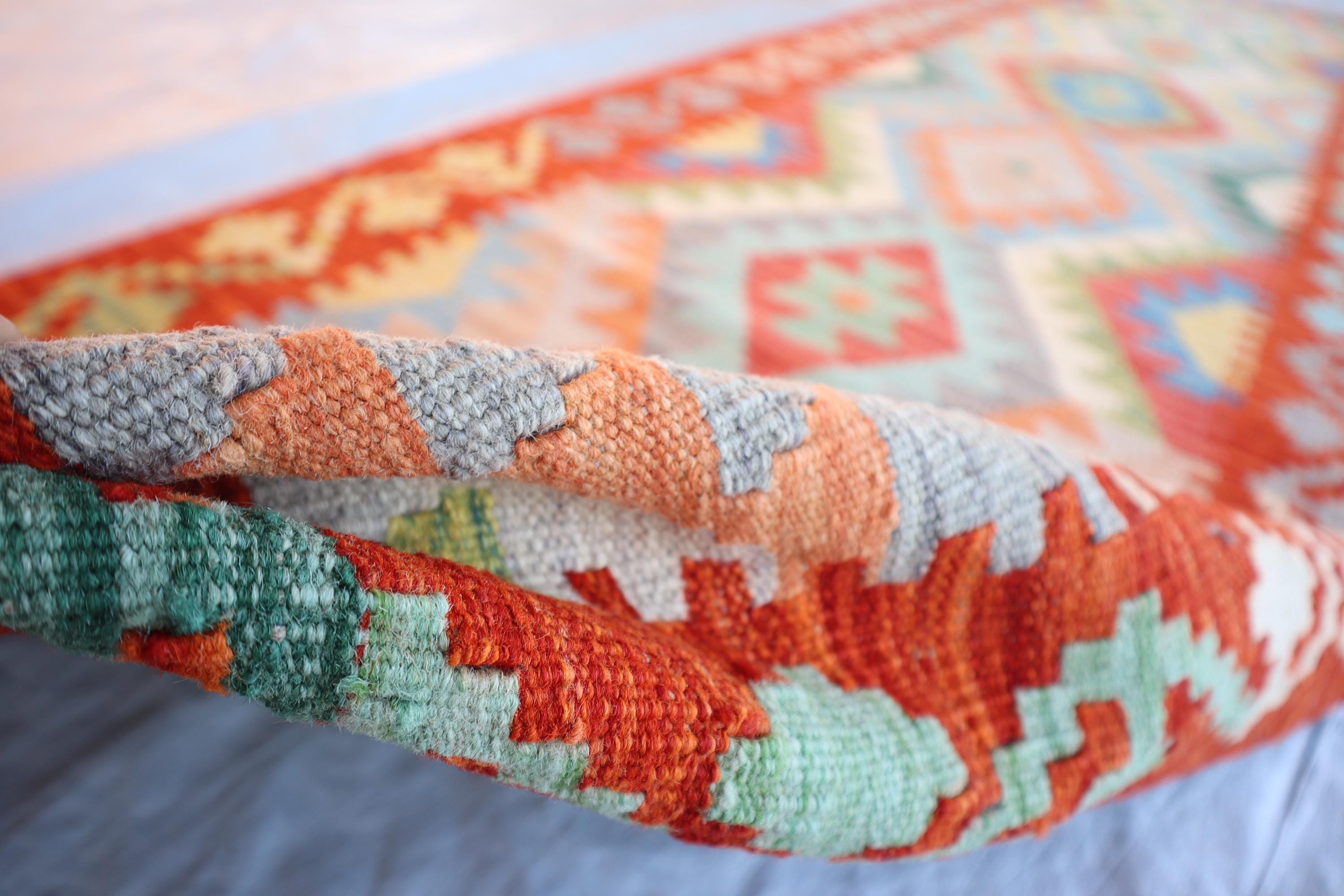 キリムランナー 2.8x9.6フィート アフガニスタン手織りラグ