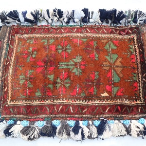Vintage Cushion Pillow Cover Rug, Handmade Gift Rugs, 100% Handmade Wool Afghan Vintage Turkish Cushion Cover Rug Bohemian Decor Cushion Rug