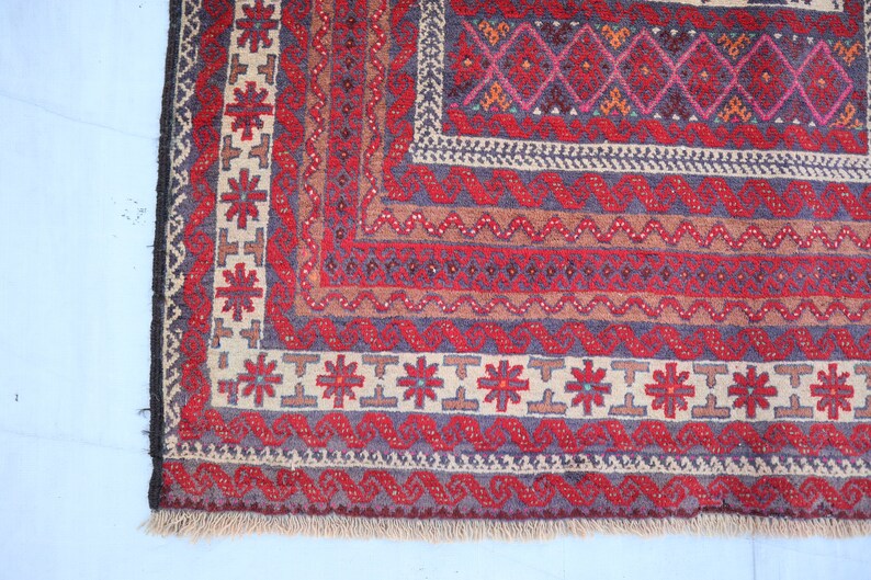Alfombra de pasillo antigua de 3,2 x 9,9 pies, alfombra turcomana oriental, alfombra afgana hecha a mano, alfombras tribales, alfombras antiguas, alfombras vintage, alfombras de cocina. imagen 4
