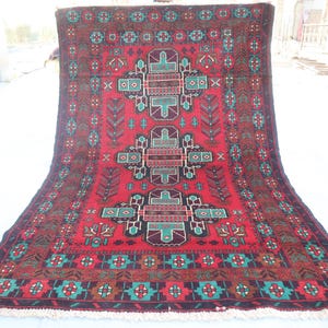 Antique Area rug 3&#39;8x7&#39;0 ft Afghan Handmade Wool Pile Distressed faded rug, Natural Veg dyes Wool rug, Vintage Boho Kitchen Rug, Bedroom Rug