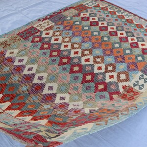 9.9x6.7 Ft Classic Kilim Rug, Handmade Artisan Afghan Turkish Aztec Wool Kilim Rug, Large Area Rug, Handmade Tribal Afghan Kilim, Office Rug