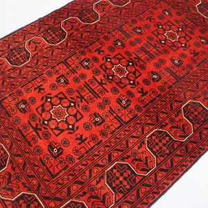 3.2x4.9 Ft Stunning Afghan Rusty Red Area Rug- Antique Bokhara Oriental Rug- Handmade Turkoman Tribal Red Rug For Entry Way- Living Room Rug