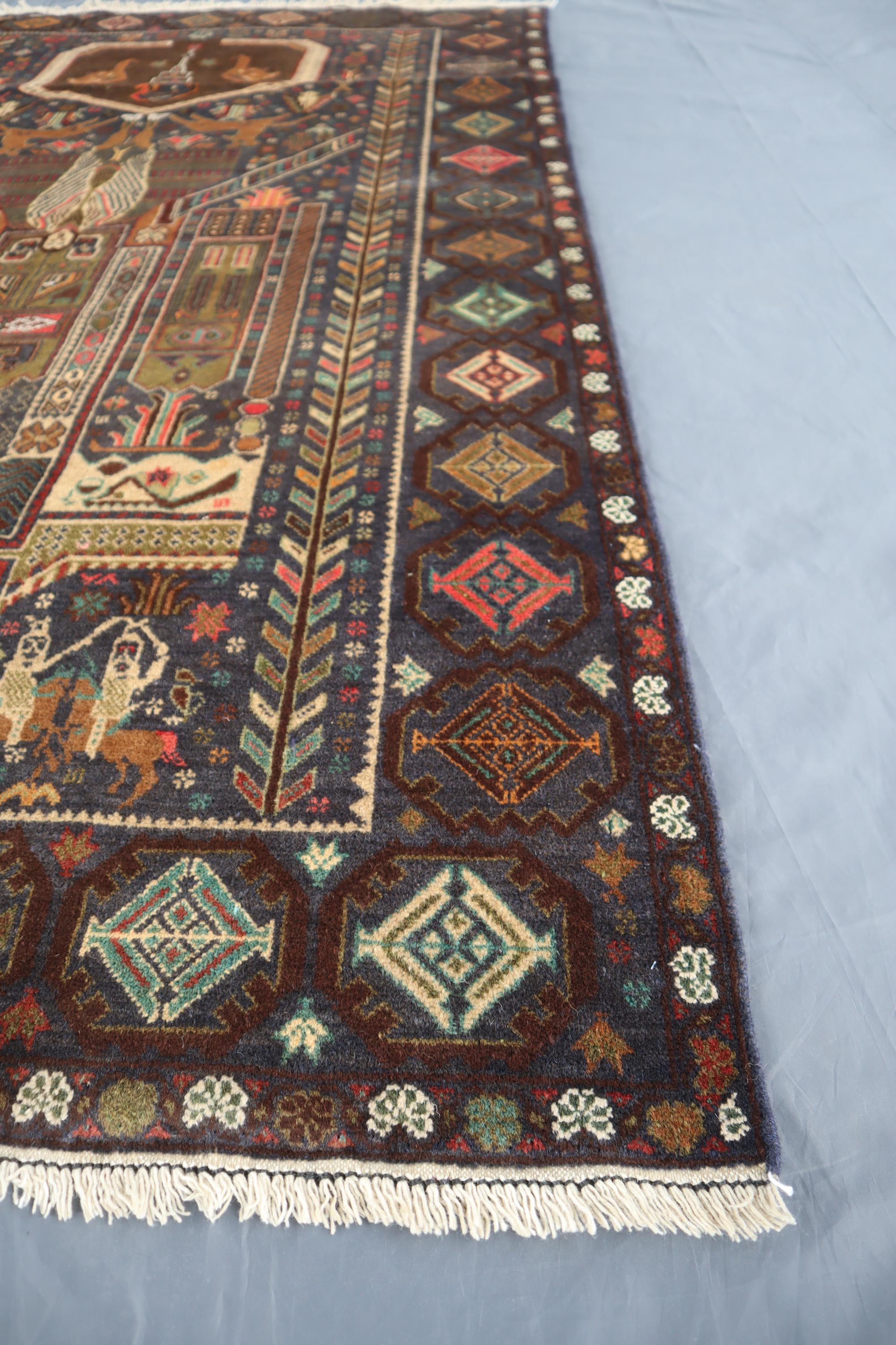 ビンテージラグ　伝統的　ウールラグ　アフガニスタン アンティーク アフガニスタン遊牧民ラグ 4'2x6'4フィート | 手編み