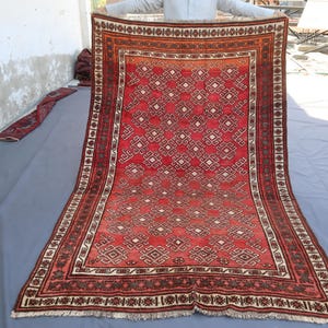 5x8 Ft Vintage Area Rug- Afghan Handmade Bukhara Rug- Semi Antique Vegie Dyes Wool Rug- Caucasian Rug- Bedroom Rug- Kitchen, Living Room Rug