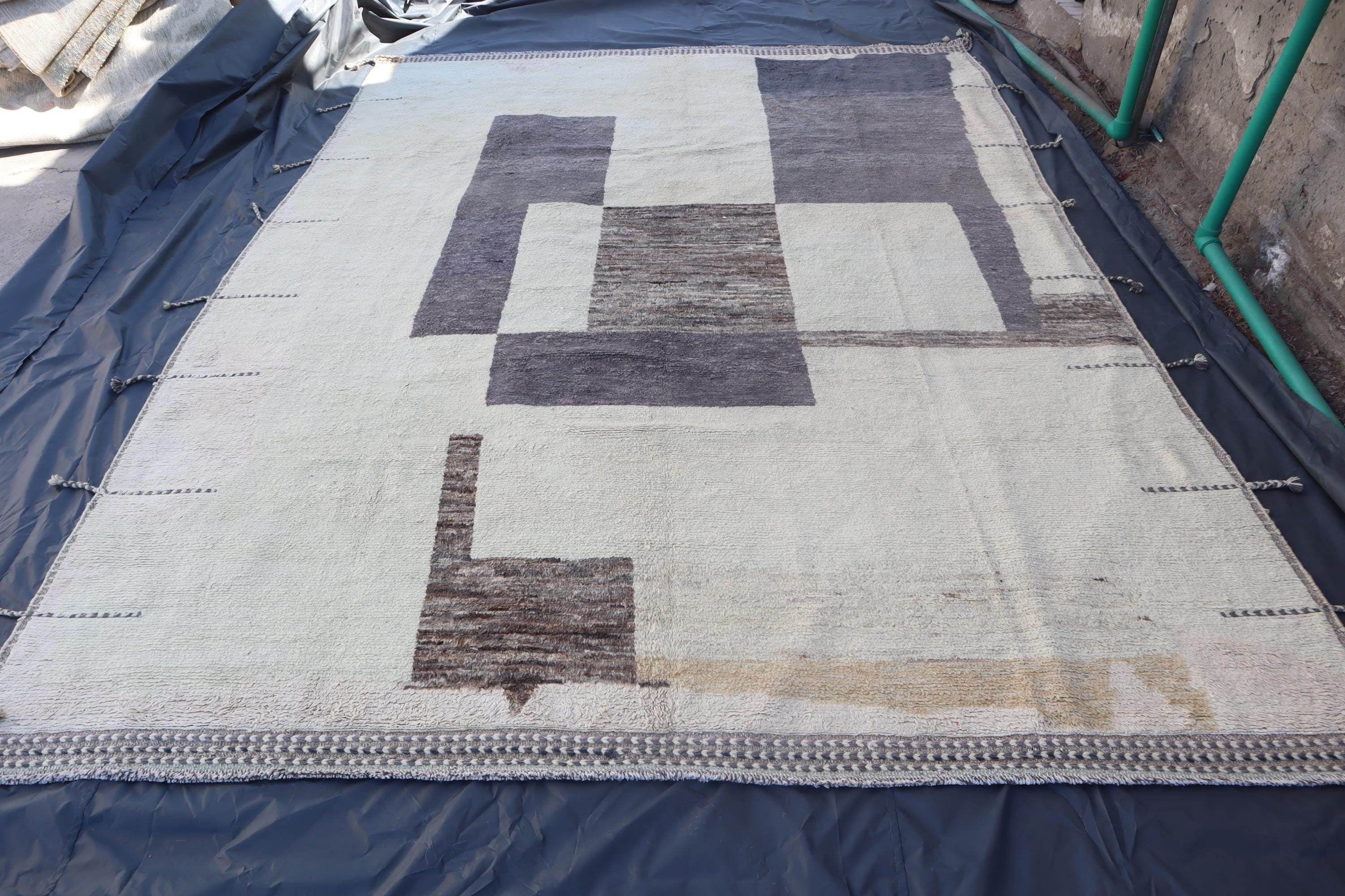 9x12 アフガングレーベージュモダンデザインギャッベラグ/トルクメン