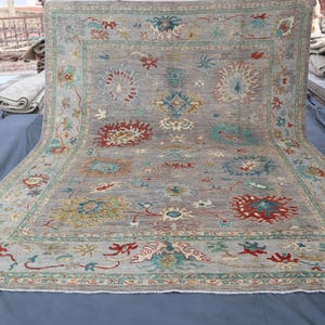 9x12 Turkish Style Afghan Hand Knotted Soft Wool Oushak Area Rug Oriental Turkmen Serapi Rug, Living Room Rug Large Bedroom Dining Table Rug