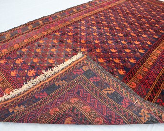 Collectors Piece 4x7 ft Antique Red Rug, Hand-Knotted Wool Rug