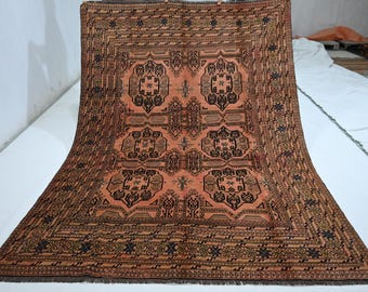Red Black Oriental Rug 6x9 One Of a Kind Rug, Handmade Afghan Serapi Rug/ Veg dye Bokhara Rug For Living Room Bedroom Kitchen Dining Rooms