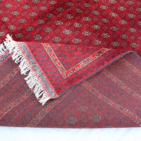 6'7x10'0 Ft, Gorgeous Vintage Afghan Handmade Rug | Fine Quality Bukhara Rug | Turkmen Oriental Rug For Living Room | Office Kitchen Rug
