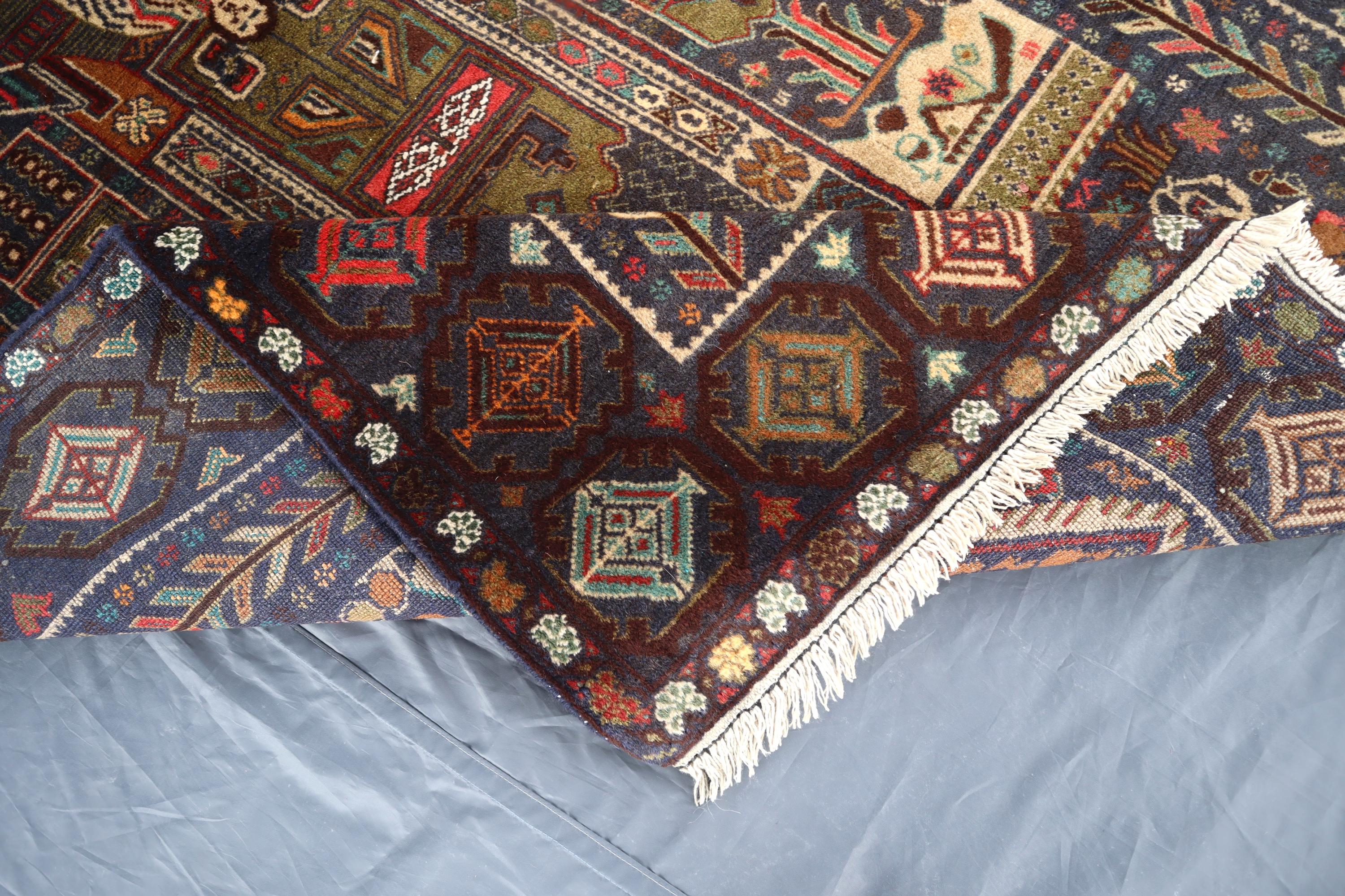 1970年代のアンティーク絵画ラグ 4x6 アフガニスタンの伝統的な