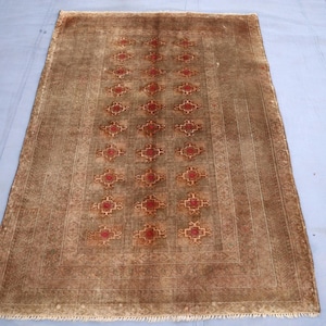 Antique Small Rug 3x5 ft Afghan Vintage Caucasian Rug- Handmade Wool Rug- Rust Red Distressed Faded Rug- Oriental Rug- Entryway- Doormat Rug