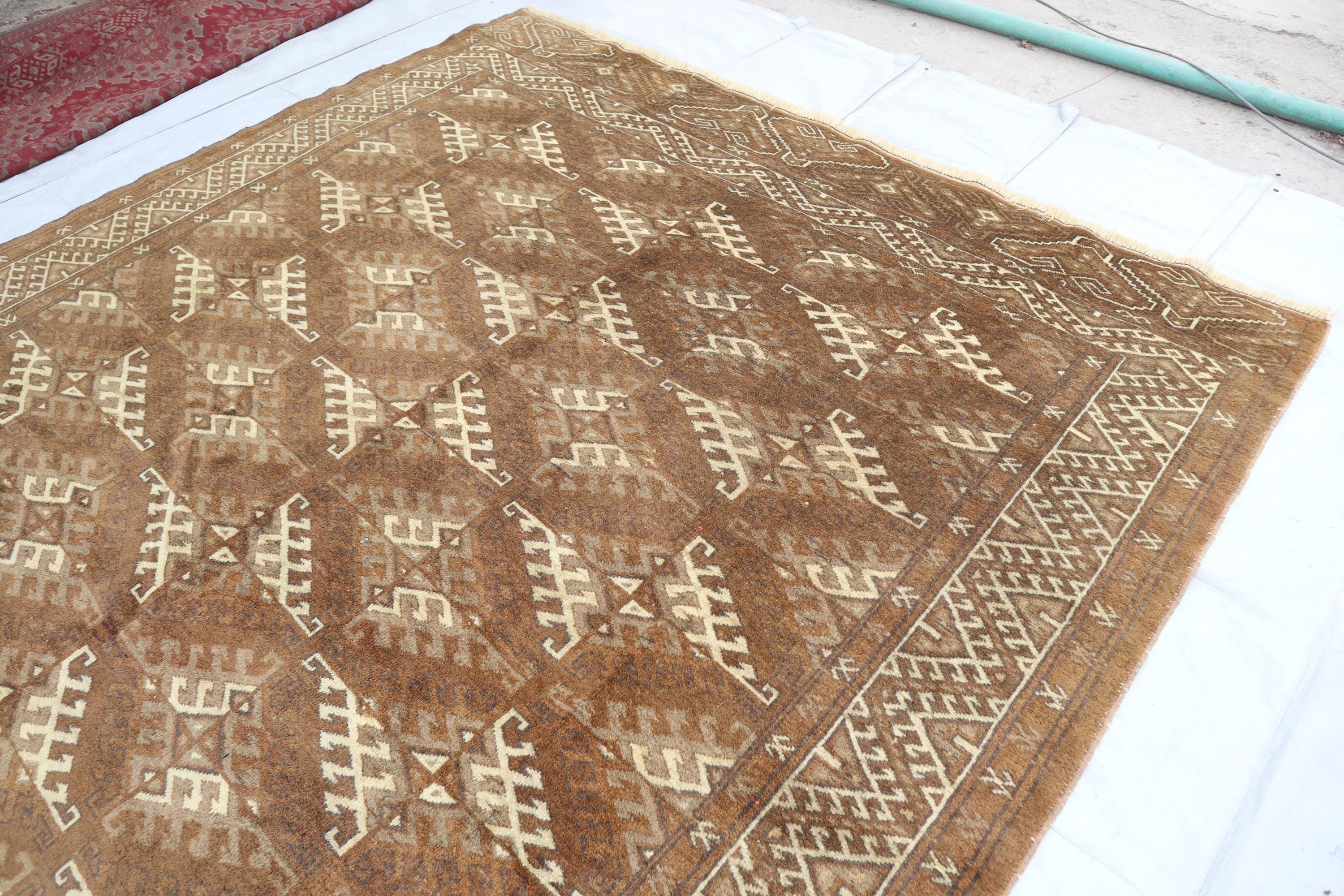 7x11 ヴィンテージ 1960年代 トルクメン ヤムド 色褪せたラグ