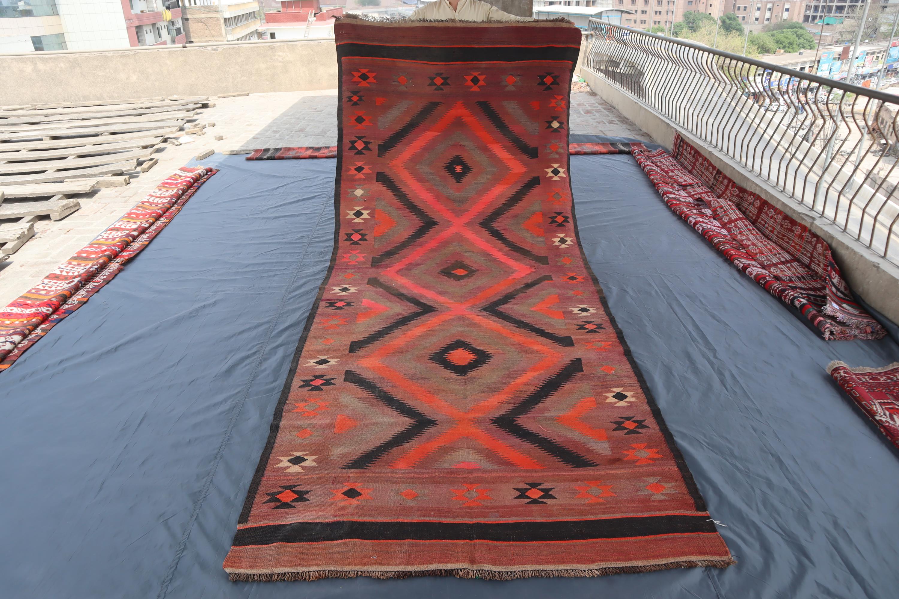 5x12 ft Wide Runner Rug/ 150x360 cm Afghan Handmade Soumak Veg