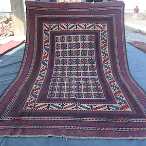 Vintage Kilim Rug 6x9 Handmade Rug, Turkmen Tribal Geometric Rug, Flatweave Sumak Kilim Rug, Oriental Vintage Rug, Bedroom Rug, Kitchen Rug