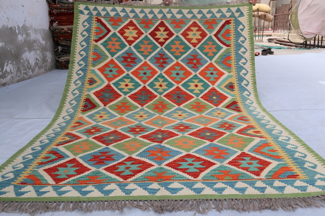 7x5 Afghan Area Rug, 200x150 Cm Flatweave Kilim Rug, Handwoven Kilim ...