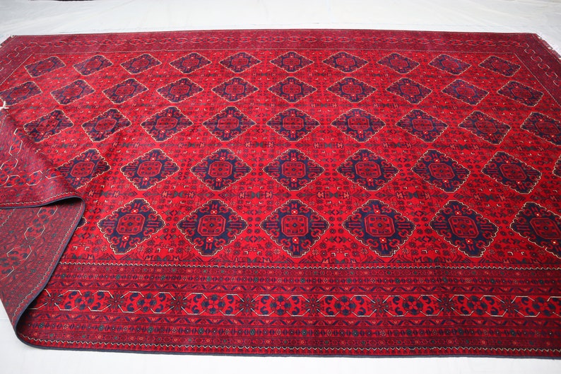 Extra Large 10x17 Area Rug' Oversize Afghan Handmade Wool Rug' Bokhara