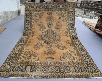 Beige Grauer türkischer Bidjar-Teppich im Vintage-Stil im Khotan-Stil, Wollteppich, 2,1 x 3,5 m, orientalischer turkmenischer Teppich