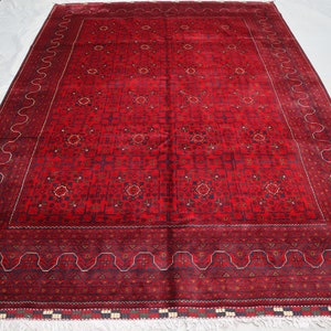 Bokhara Large Rug 8&#39;3x11&#39;6-High Quality Turkoman khamyab Rug-Soft Wool Pile Afghan Carpet-Vintage Bokhara Red Carpet For Living Room Bedr
