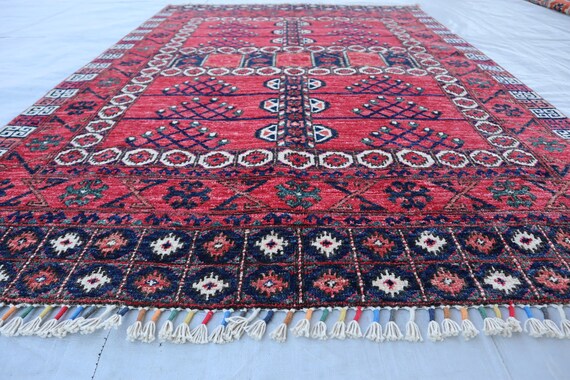 4'3x6'0 ft アフガニスタンヴィンテージトライバルパルダラグ、植物