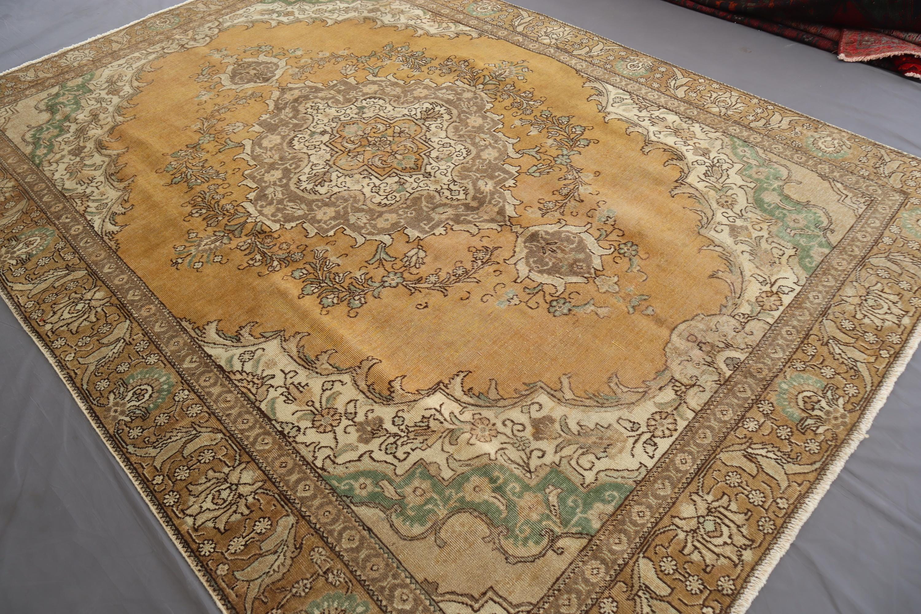 アンティーク コーカサス ヴィンテージ ラグ アンティークコーカサスラグ 7'4x10'4フィート ヴィンテージ 色褪せた