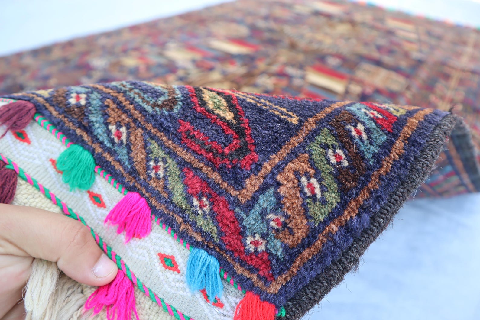 4x7 Ft Gorgeous Antique Pattern Rug, Multi Color Afghan Vintage Woolen ...